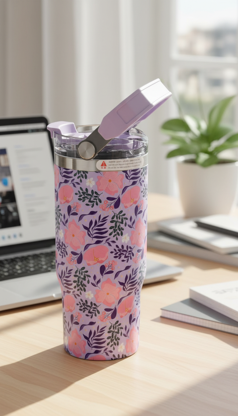 Sitarayuri Floral Vacuum Insulated Bottle with Handle – 900ml
