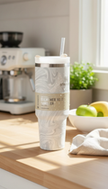 Marble Print Insulated Stanley Tumbler with Straw Lid – 1.18L