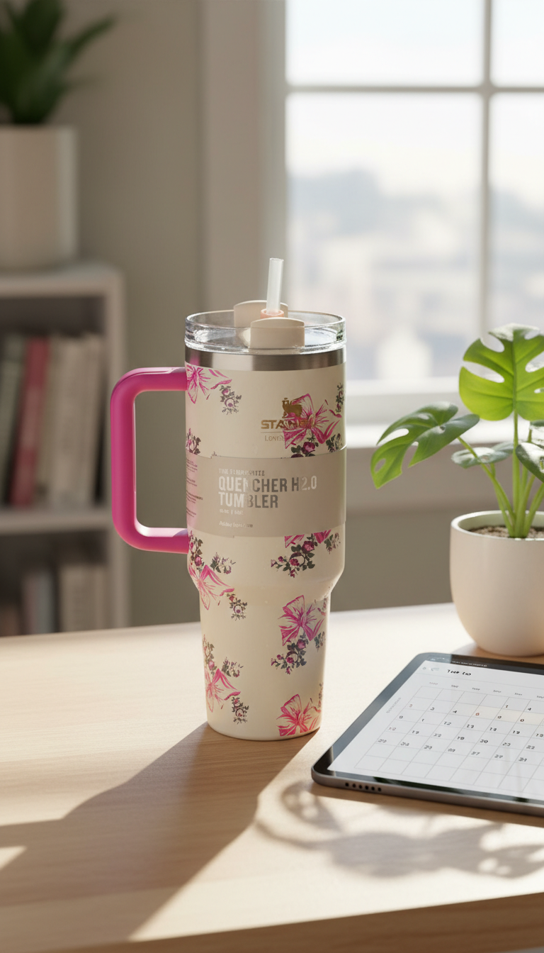 Stanley Loveshack Fancy Floral Insulated Tumbler with Handle & Straw – 1.18L