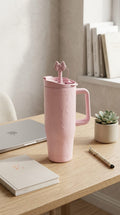Bow Bliss Insulated Tumbler with Handle – Pink, Beige & Maroon | 1200ml
