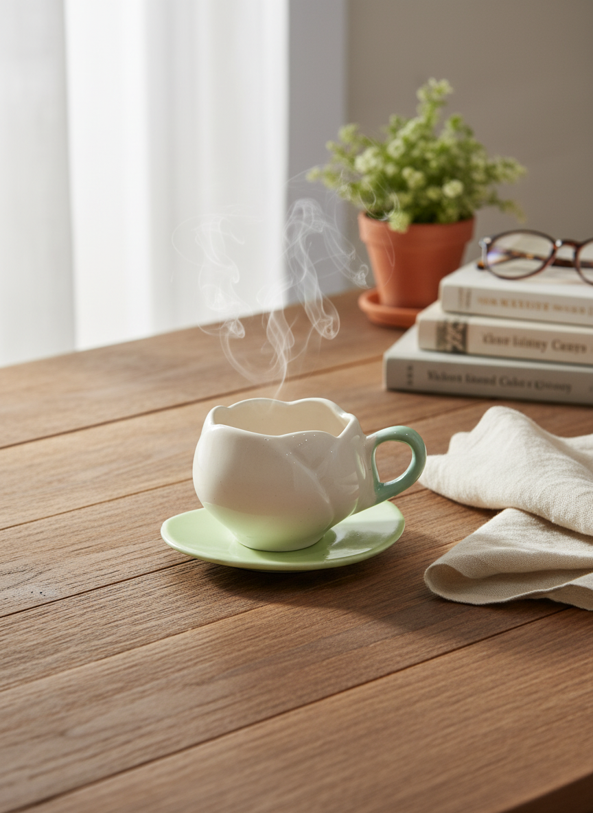 Ceramic Tea Cup and Saucer Set – Gloss Finish