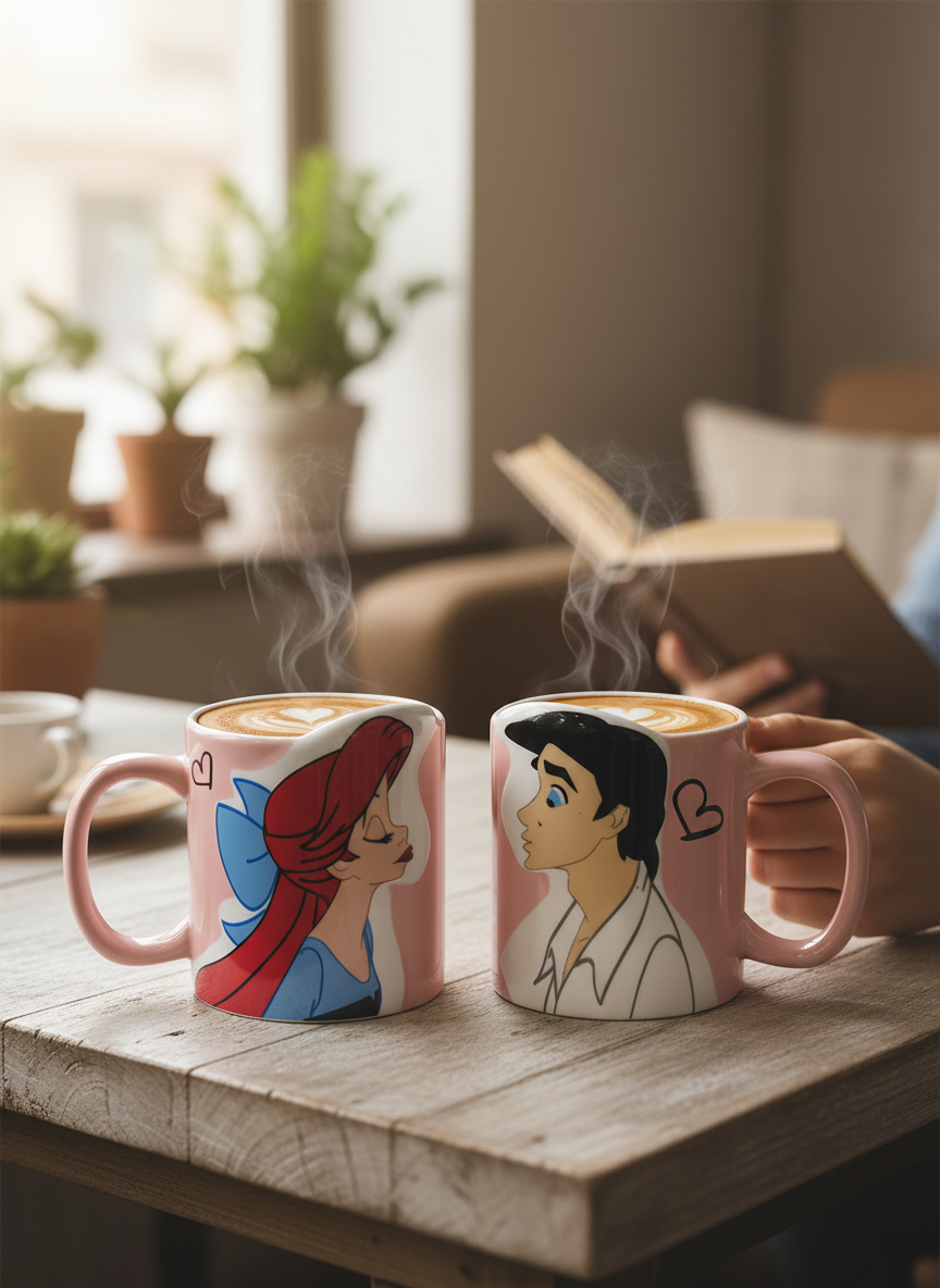 Disney Ariel Mermaid & Prince Couple Ceramic Mug – 300 ml